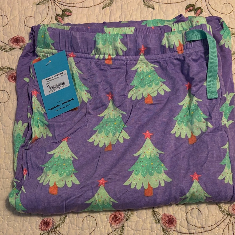 Ruffle Butts Purple Christmas Tree Print Pajama Pants women’s nwt